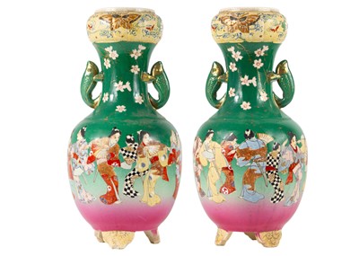 Lot 1115 - A pair of Japanese Satsuma vases, early-mid 20th century.