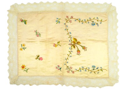 Lot 515 - An early 19th century embroidered silk panel.