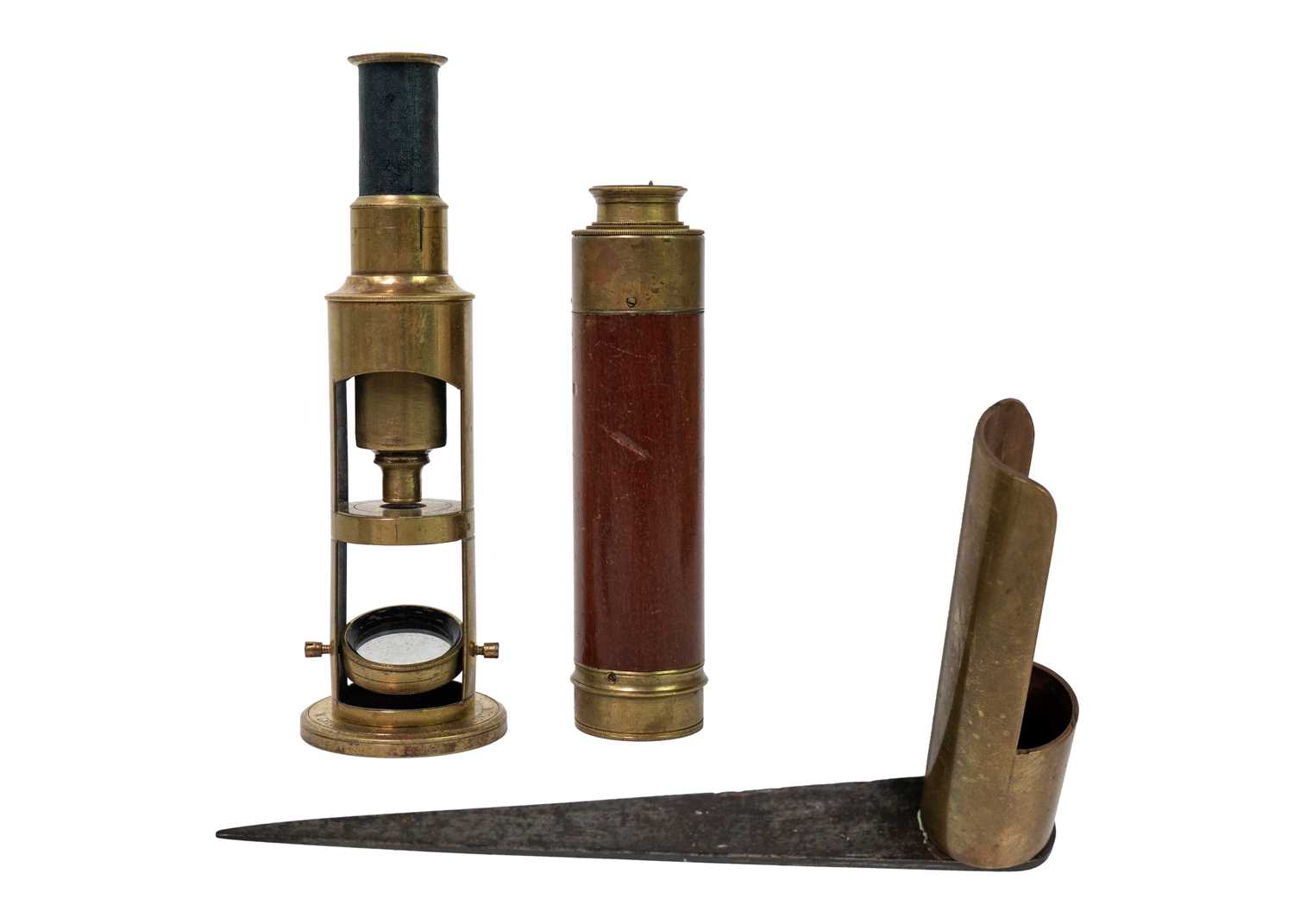 Lot 1636 - A brass field microscope by W Gregory & Co London.