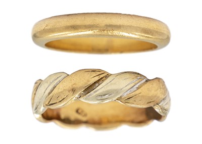 Lot 163 - A 9ct band ring and a bi-colour gold band ring.