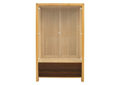 Lot 641 - A large modern oak bespoke glazed display cabinet.