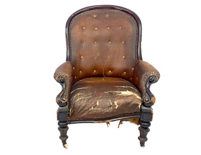 Lot 617 - A Victorian mahogany button back armchair.