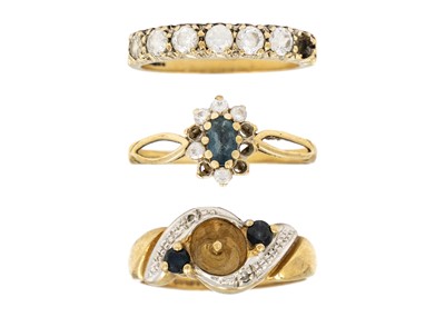 Lot 165 - Three 9ct gem set rings.