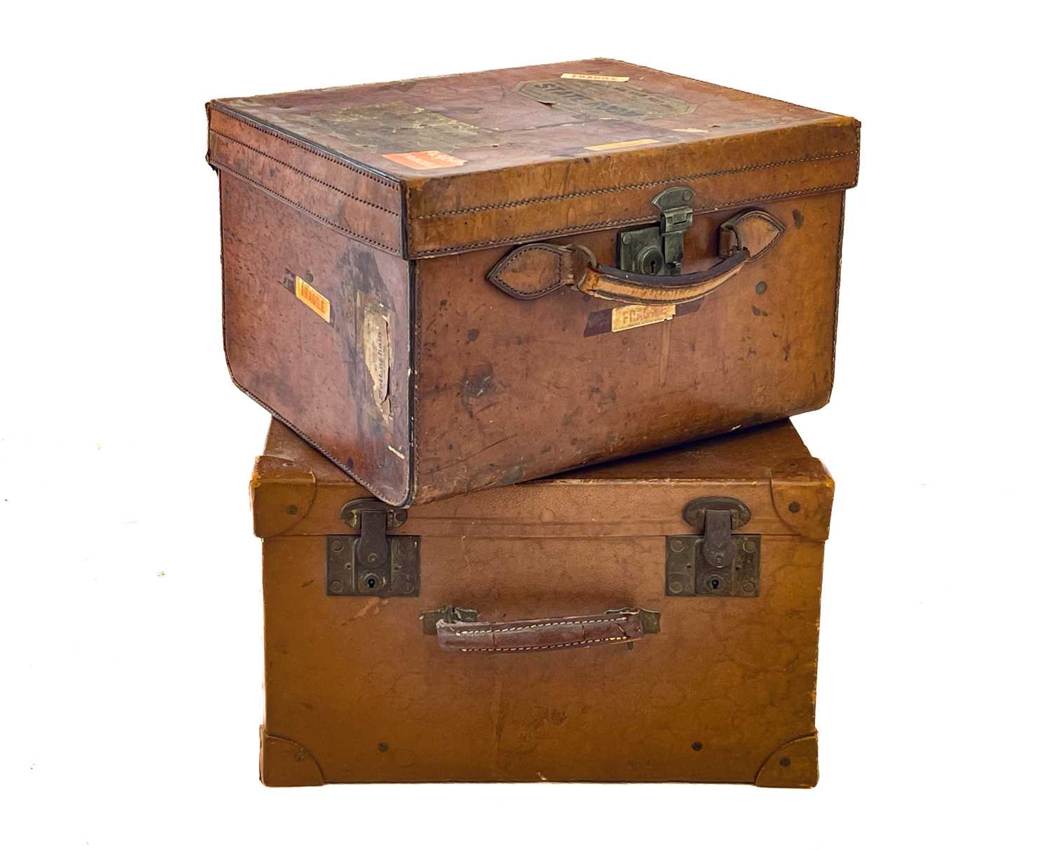 Lot 81 - An early 20th century gentleman's leather hat box.