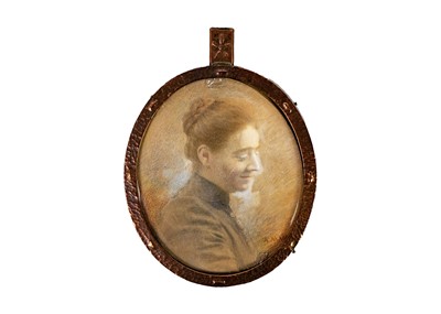 Lot 271 - An Arts and Crafts miniature portrait of a young woman.