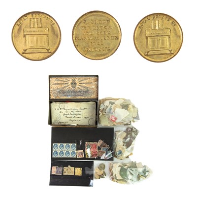 Lot 33 - Unofficial 19th Century Gilt J.Green Farthings plus misc. Far Eastern Stamps