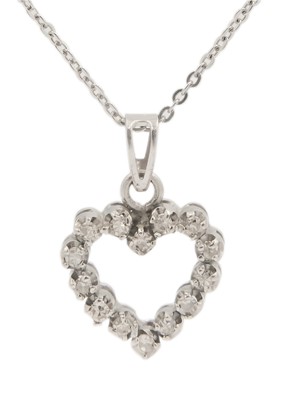 Lot 172 - An 18ct white gold diamond set heart pendant.