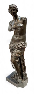 Lot 100 - A late 19th century French bronze figure of the Venus de Milo.