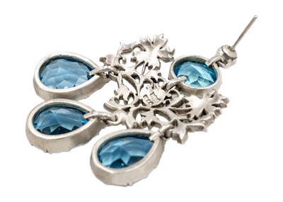 Lot 200 - Harold A Lazarus - A pair of silver paste set chandelier earrings.