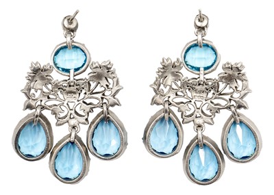Lot 200 - Harold A Lazarus - A pair of silver paste set chandelier earrings.