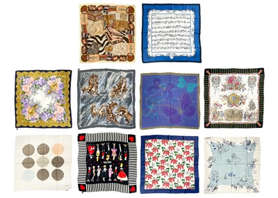 Lot 338 - A selection of ten designer silk scarves.