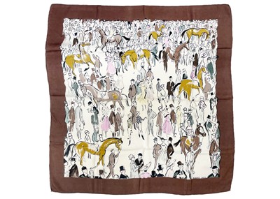 Lot 335 - HERMES - A silk scarf in 'Paddock' pattern designed by Jean-Louis Clerc.