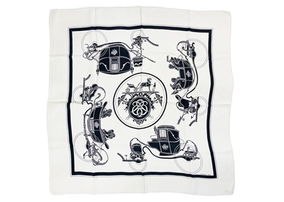 Lot 352 - HERMES - An Ex Libris pattern silk scarf, designed by Hugo Grygkar .