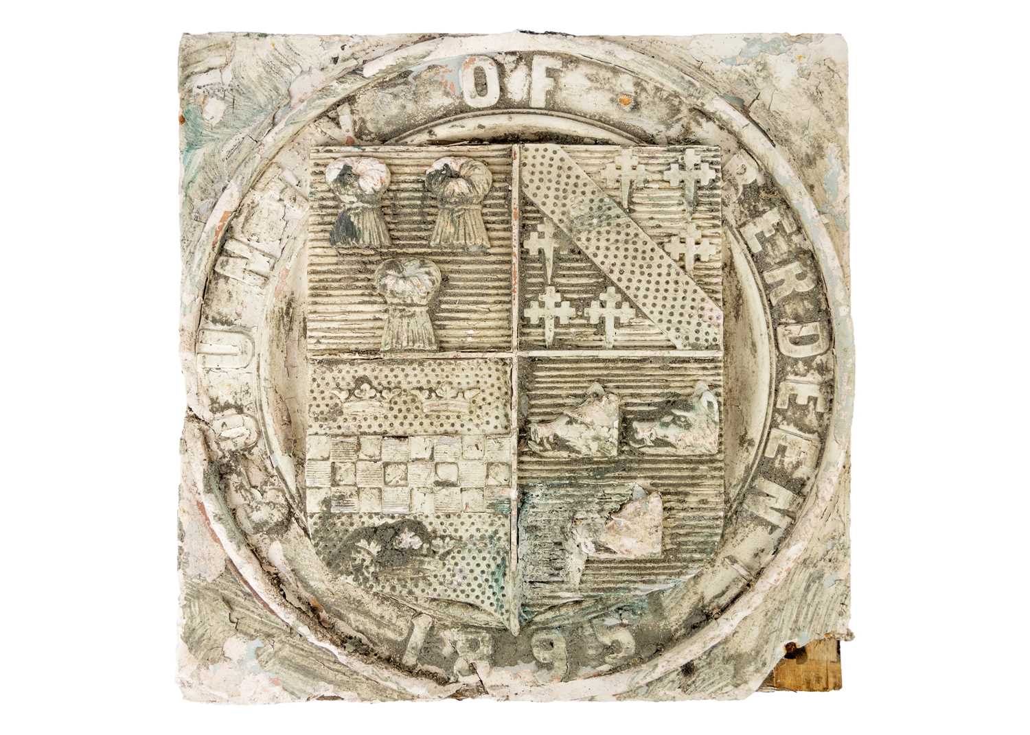 Lot 1114 - A plaster plaque of the coat of arms for Aberdeenshire County Council.