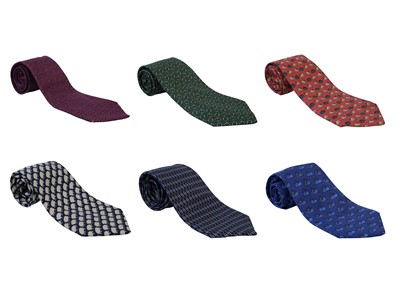 Lot 358 - Six Hermes ties.