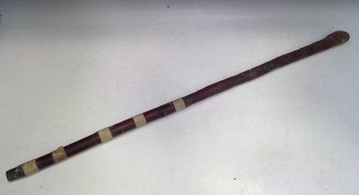 Lot 19 - A Vintage Chinese, Carved Bamboo Walking Stick....