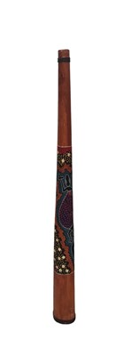 Lot 17 - A didgeridoo, decorated with Aboriginal art,...