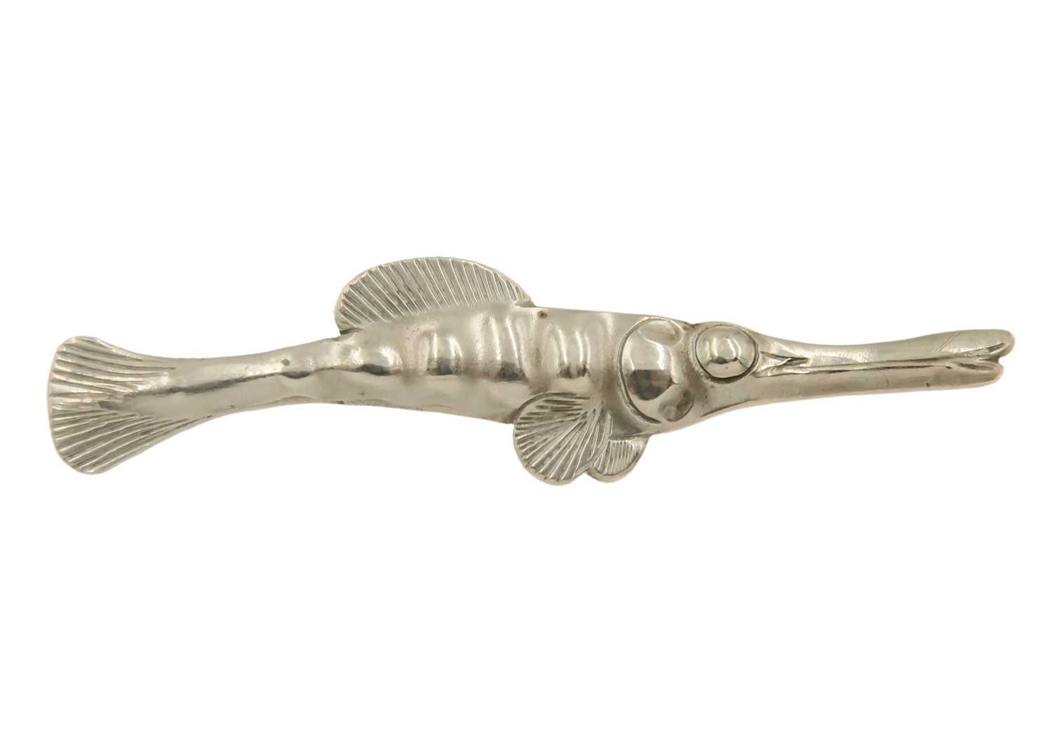 Lot 213 - A Cornelius Jakob Van Dop white metal fish brooch.