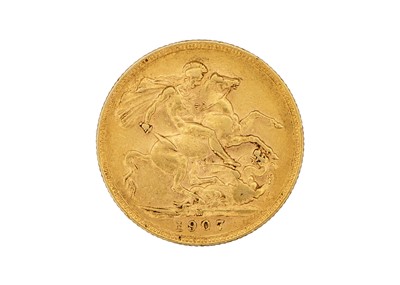 Lot 223 - An Edward VII 1907 full sovereign coin.