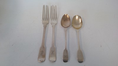 Lot 3 - Two Georgian hallmarked silver forks and two...