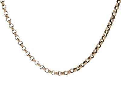 Lot 240 - A 9ct rose gold belcher link necklace.