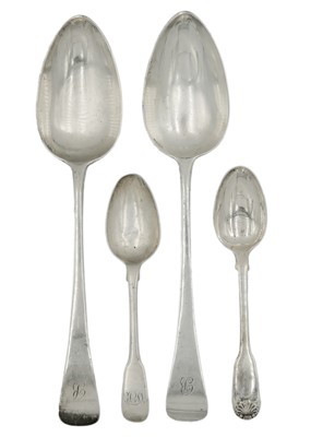 Lot 89 - A George III silver pair of Old English table spoons by Stephen Adams.