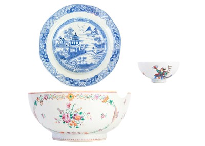 Lot 1012 - A Chinese porcelain punch bowl, 18th century.