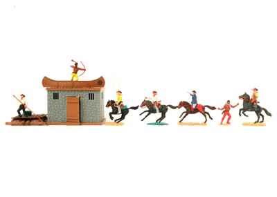 Lot 743 - Timpo Swoppet and Airfix Plastic soldiers plus a fort