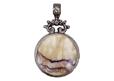 Lot 276 - Four blue John set items, a pair of agate cuff links and a Hoover Ltd pocket knife.