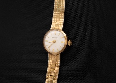 Lot 156 - RODANIA - A 9ct lady's manual wind bracelet wristwatch.