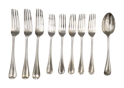 Lot 96 - A Victorian silver Old English pattern part suite of cutlery by Holland, Aldwinckle & Slater.