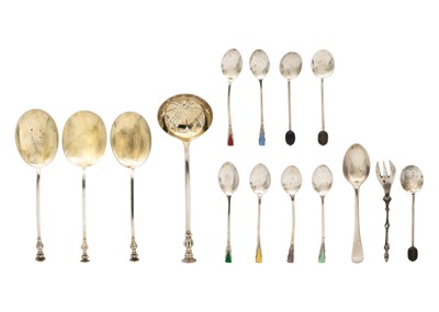 Lot 104 - A selection of silver spoons.