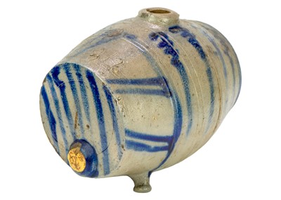 Lot 1194 - An unusual saltglazed Westerawld type spirit flask.