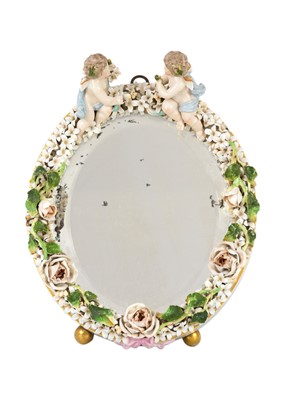 Lot 168 - A German porcelain dressing table mirror, early 20th century.