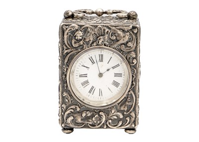 Lot 240 - A Victorian silver boudoir carriage clock by Mappin Brothers.