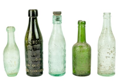 Lot 63 - A glass mineral water bottle E. Wakeham Mineral Water Works Gulval Penzance.