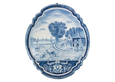 Lot 1049 - A large 19th century Dutch Delft wall plaque.