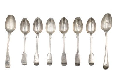 Lot 118 - A set of six Victorian silver fiddle pattern teaspoons by Chawner & Co.