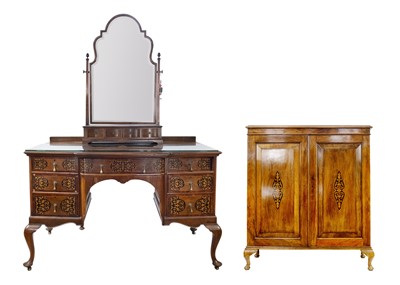 Lot 280 - A 17th century style walnut and marquetry dressing table, 20th century.