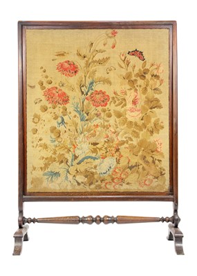 Lot 281 - A Victorian rosewood framed woolwork firescreen.