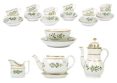 Lot 201 - An English porcelain part tea and coffee service.