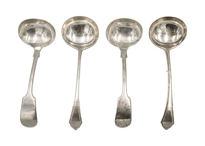 Lot 130 - Two pairs of silver sauce ladles.