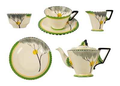 Lot 1472 - An Art Deco Burleigh Ware Zenith pattern solo tea set.