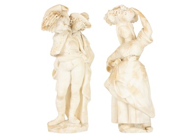 Lot 128 - A pair of Italian alabaster figures, 19th century.