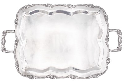 Lot 133 - A Peruvian sterling silver twin-handled serving tray.