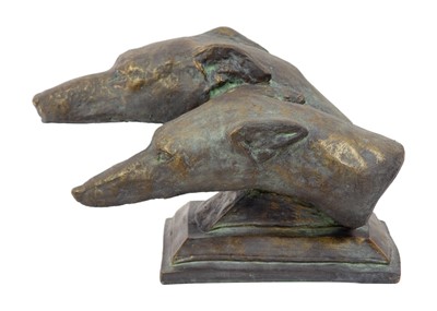 Lot 122 - A reconstituted stone model of greyhounds.