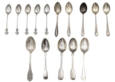 Lot 161 - A selection of Georgian and later teaspoons.