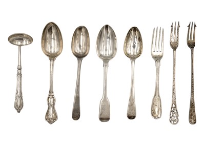 Lot 170 - A selection of silver forks and spoons.