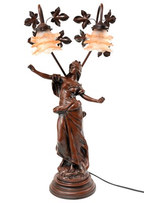 Lot 1598 - An Art Nouveau style figural table lamp.