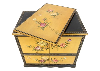 Lot 1658 - A late 20th century Chinese lacquer cylinder bureau.